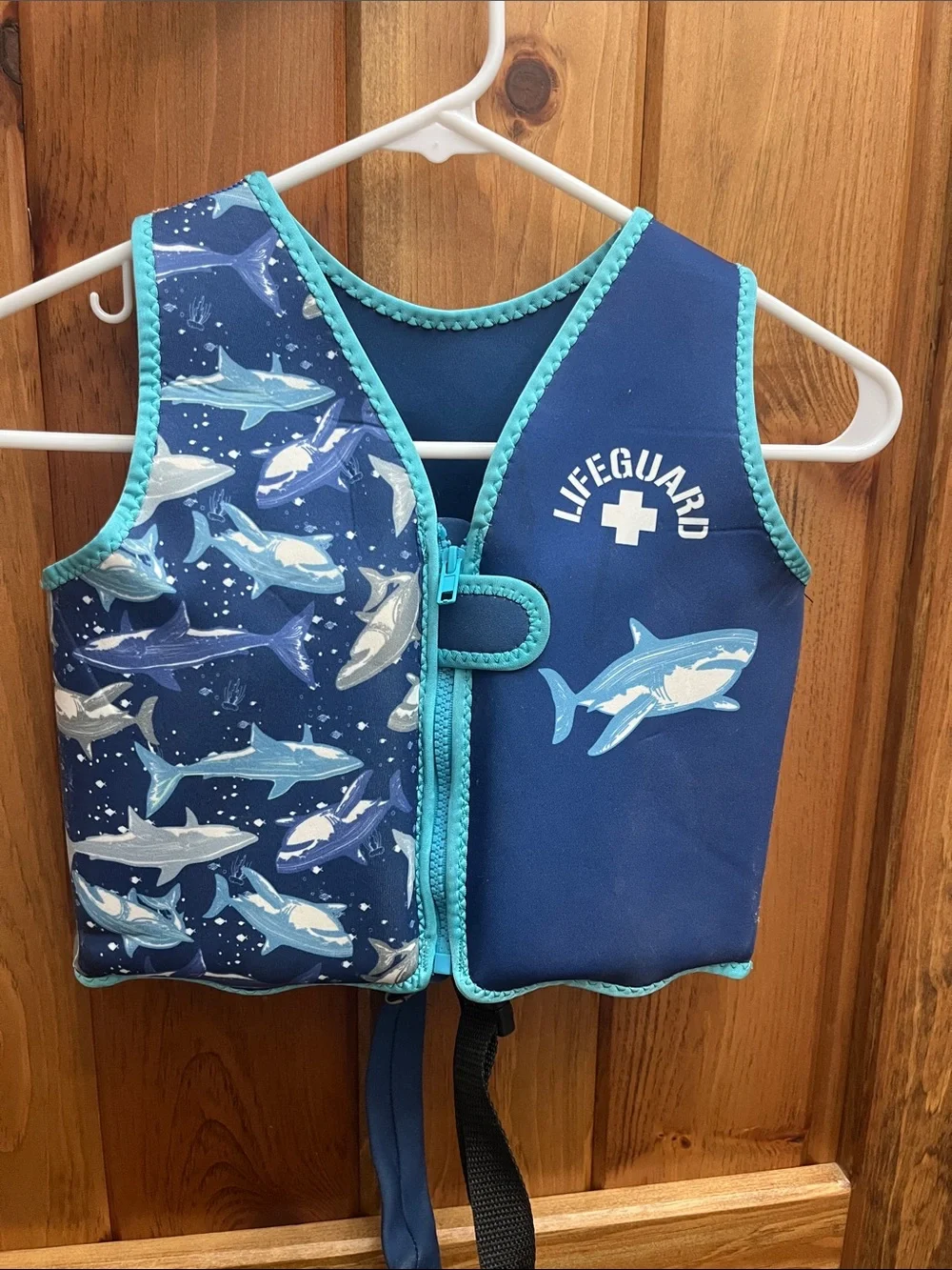 Kids Shark Lifeguard Swim Vest - Navy & Aqua